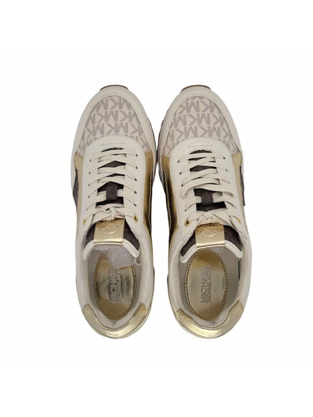 ✨Michael Kors Maddy Trainer Sneaker Vanilla Brown Gold Sz 7 Women's Shoes Casual - Picture 6 of 10